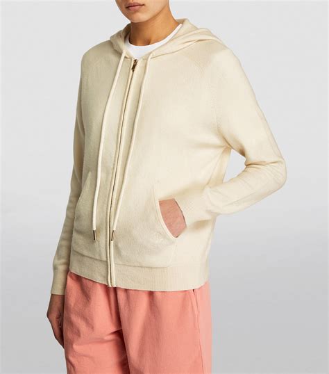 Cashmere Blend Zip Hoodie in Natural white 